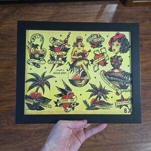 NWT, Framed American Traditional Tattoo Style Flash Art Print